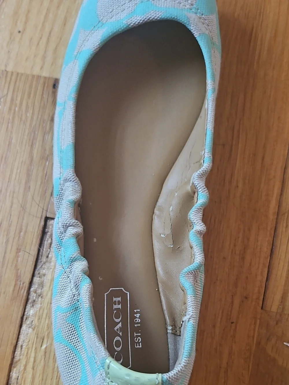 Coach Women's Mint Green Signature Ballet Flats